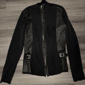 Women's Black Jacket with Leather Accents